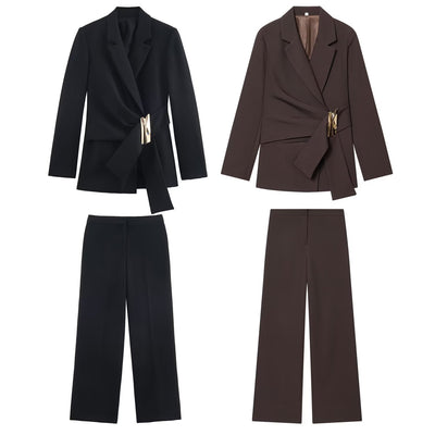Womens Stylish Blazer With Unique Buckle Details