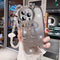 Glitter Gradient Lucky Bear Case with Invisible Bracket & Lanyard for iPhone 11/12/13/14/15 / Pro / Pro Max