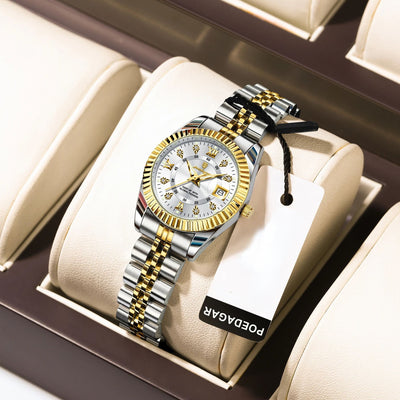 Luxury Elegant Watch for Women Luminous Date Watch Stainless Steel Quartz