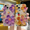 Mobile Phone Case Oil Painting Flower Blue Light Inlaid With Diamond Drop Glue Soft