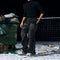 Mens Bamboo-Stripe Double-Waist Metal Button Cat-Foot Denim Jeans
