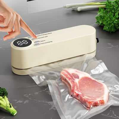 Automatic USB-Powered Food Sealer – One-Touch Vacuum & Inflation with Digital Display, Compact & Portable