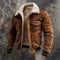 Mens Retro Multi-Pocket Fleece-Lined Versatile Outdoor Jacket