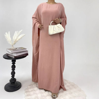 Womens Cinched-waist Batwing-sleeve Dress