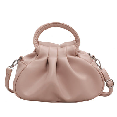 Versatile Women's Retro Cloud-Print Pleated Shoulder Crossbody Bag