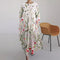 Retro Floral Pocketed Loose Womens Printed Maxi Dress