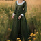 Lace-trimmed Long-sleeve Maxi Dress For Women