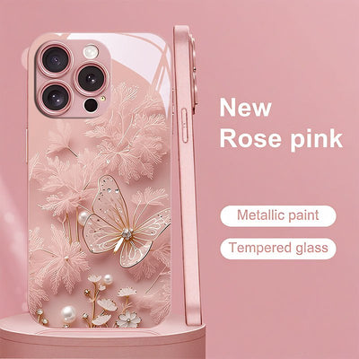 Pink Butterfly Pattern Phone Case for iPhone 16/16 Pro/16 Pro Max/16 Plus/15/15 Plus/15 Pro/15 Pro Max, 14/14 Plus/14 Pro/14 Pro Max, 13/13 Pro/13 Pro Max, 12/12 Pro/12 Pro Max, 11/11 Pro/11 Pro Max, 7/8 Plus, XR/XS/XS Max -