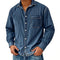 Mens Denim Long-sleeve Shirt Washed Long-sleeve Top