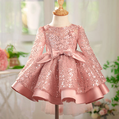 Girls Sequined Tutu Piano Performance Dress
