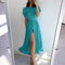 Solid-color Sophisticated High-waisted Shirt-style Split Dress