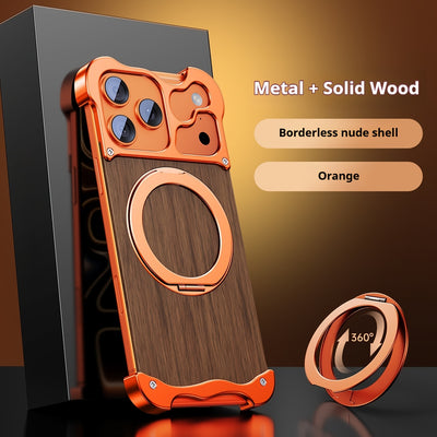 Phone Case - Phone Case: A Light Luxury Business Metal And Wood Grain Spliced Phone Case, Suitable for The for Apple Iphone 17 Pro/Iphone 17 Pro Max Full Coverage Case, Supports Wireless Charging, And Includes a 360-Degree Ro