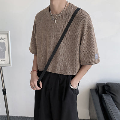Label-designed Knitted Short-sleeve With A Stylish Three-quarter Sleeve
