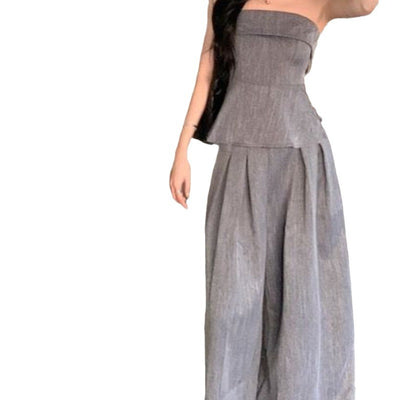 Sleeveless Tube Top And Wide-leg Pants Two-piece Set