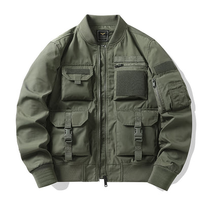 Retro Baseball-style Multi-pocket Work Jacket