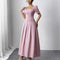 Slimming Square Neckline Dress With Puff Sleeves