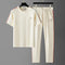 Mens Smooth Short-Sleeve Casual Summer Set