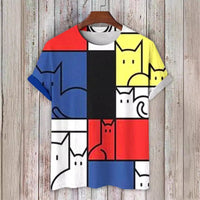 Mens 3D-printed Short-sleeve Sports T-shirt Top