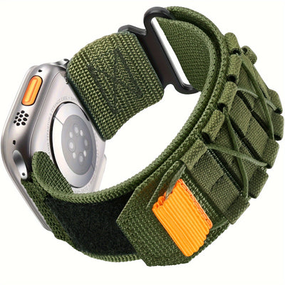 Sturdy Nylon Military Apple Watch Strap – Braided Single-Loop, Compatible with 38–49mm