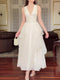 Sleeveless Ruffled White Dress