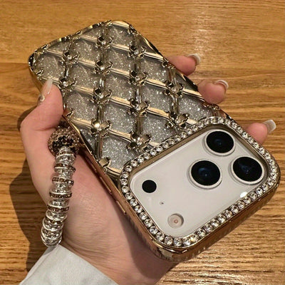 Phone Case - Shiny Phone Case with Diamond Pattern And Glitter, Featuring a Bracelet Design, Compatible with Iphone 17, 17 Pro, 17 Air, 17 Pro Max, 16, 13, 15, And 14. A High-End Phone Case for Women