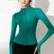 Slimming Zipper Long Sleeve Stand Collar Cardigan Top