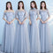 Long Bridesmaid Blue Wedding Dress Girlfriends Party Dress