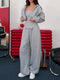 Gray Three-Piece Set With Hooded Jacket, Corset Top And Wide-Leg Pants