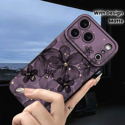 Phone case: Autumn New Elegant Moon Flower Pattern Black Matte Anti-Drop Phone Case for iPhone 17 16E 16 15 14 13 12 11 XS XR X 7 8  Plus Pro Max SE 17Air