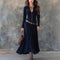 Long-sleeved Literary Temperament V-neck Dress For Women
