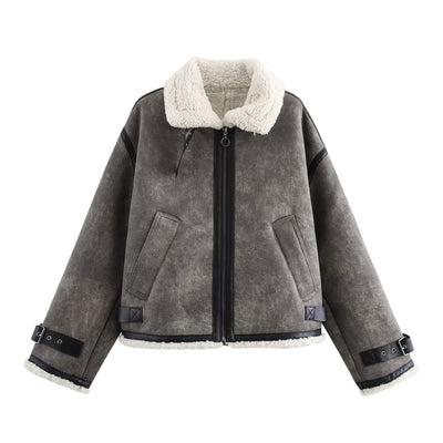 Double-sided Lapel Long-sleeved Jacket With Loop Trim