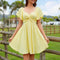 New Square-neck  Short-sleeve  High-waisted Dress