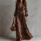 Womens Fashionable Retro Waist-Cinching Printed Dress