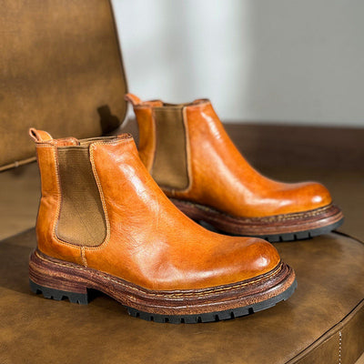 Men's Business Thick-Sole Height-Increasing Vintage Leather Boots