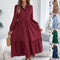 Women's Lapel Casual Loose Long Sleeve Ruffled Shirt Dresses Long Sleeved Turn-down Collar Single-Breasted Dress Spring Autumn Fashion Women's Clothing For Vacation