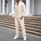 Waffle-textured Solid-color Stand-collar Shirt And Long-sleeve Pants Casual Set