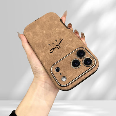 Phone case: SABA Themed Pattern Imitation 17 Series Lens Frame Electroplated Faux Leather Fashion Trend Vintage New Anti-Drop Phone Case for Apple iPhone 17 Pro Max/17 Pro/17 Air/17/16/16 Pro Max/16 Pro/16 Plus/15/15 Pro/15 P