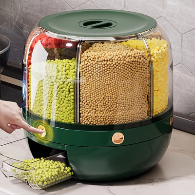 Multipurpose Rotating Storage Container – Flip-Top Lid, Waterproof, for Rice, Flour, Nuts & Kitchen Organization