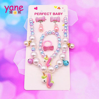 Unicorn Jewelry Set for Baby Girls Cute Necklace Bracelet Earrings Ring for Anniversaries Popular Gift for Kids Parties