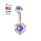 Fashion Piercing Jewelry Stainless Steel Belly Button Ring 14G 10mm Curved Barbell with Round Cubic Zirconia