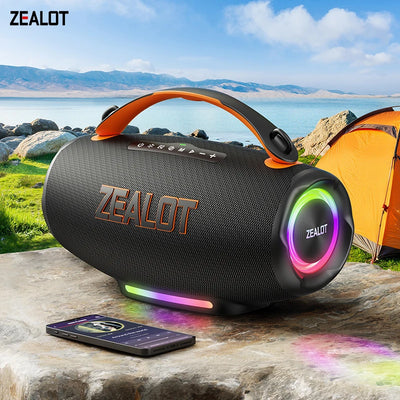 Zealot 4000mAh 100W Portable Blue Tooth Speaker IP56 Waterproof Speaker with LED Light/TF Card/AUX/TWS Speaker