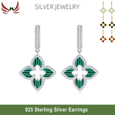 Jewelry Lucky Four-leaf Clover Earrings 925 Sterling Silver Earrings for Women Gold Plated