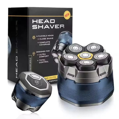 Cordless 6D Bald Head Hair Trimmer Men Rotary Shavers Clipper Waterproof Magnetic Blade Rechargeable LCD Head Shaver