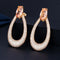 Yellow Gold Color Micro Paved Cubic Zircon Stone Big Long Round Drop Dangle Earrings for Women Engagement Wedding Party Jewelry