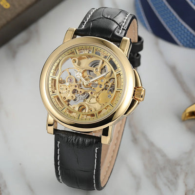 Casual Automatic Watch 3d Full Auto Hollow Skeleton Mechanical  clockwork for men Luxury Original Gold