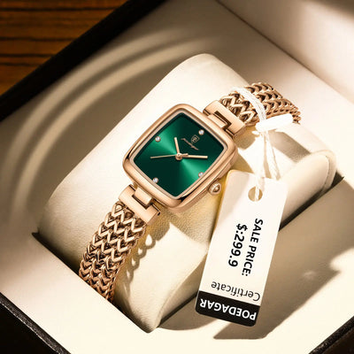 POEDAGAR 768 Rose Gold Steel Quartz Watches for Women Luxury Jewelry Design Waterproof Luminous Ladies Watch