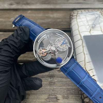 47mm Diameter Domed Sapphire Crystal, 360° Transparent, Quartz Movement High-End Men's Watch