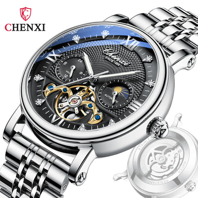 Men Mechanical Skeleton Waterproof Luxury Watches for Man Stainless Steel