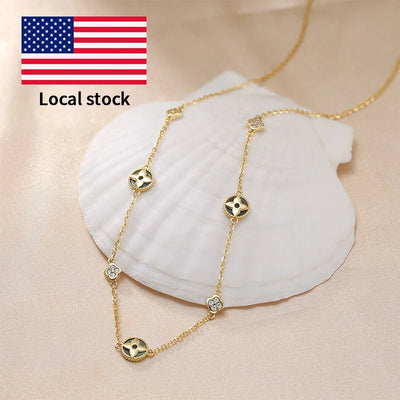 S925 Sterling Silver Necklace Four-Leaf Clover Necklace Black Shell Pearl Necklace for Women