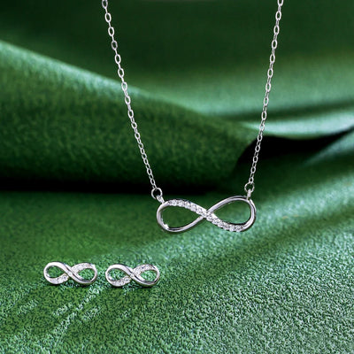 Zirconia Diamond Necklace and Earrings Daily Wear S925 Sterling Silver Jewelry Set for Women Girls Gifts